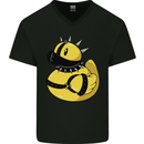 BDSM Rubber Duck Funny Bondage Mens V-Neck Cotton T-Shirt Black