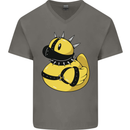 BDSM Rubber Duck Funny Bondage Mens V-Neck Cotton T-Shirt Charcoal