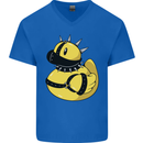 BDSM Rubber Duck Funny Bondage Mens V-Neck Cotton T-Shirt Royal Blue