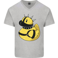 BDSM Rubber Duck Funny Bondage Mens V-Neck Cotton T-Shirt Sports Grey