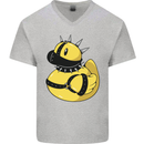 BDSM Rubber Duck Funny Bondage Mens V-Neck Cotton T-Shirt Sports Grey