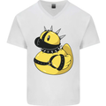 BDSM Rubber Duck Funny Bondage Mens V-Neck Cotton T-Shirt White