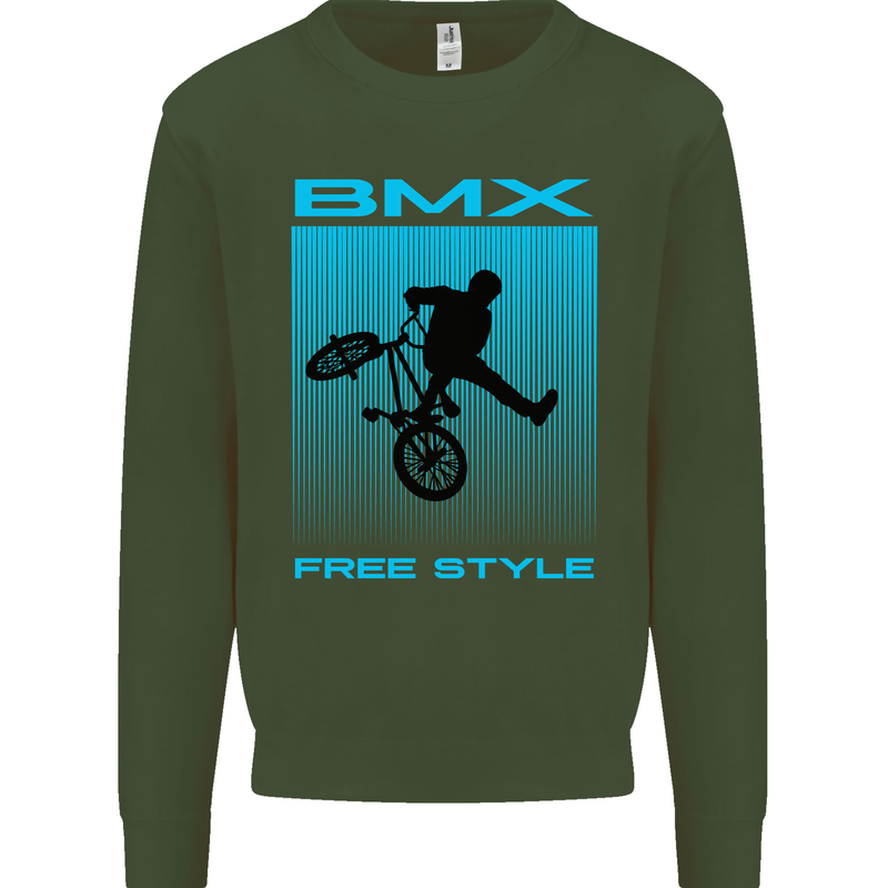 BMX Freestyle Cycling Bicycle Bike Kids Sweatshirt Jumper Forest Green
