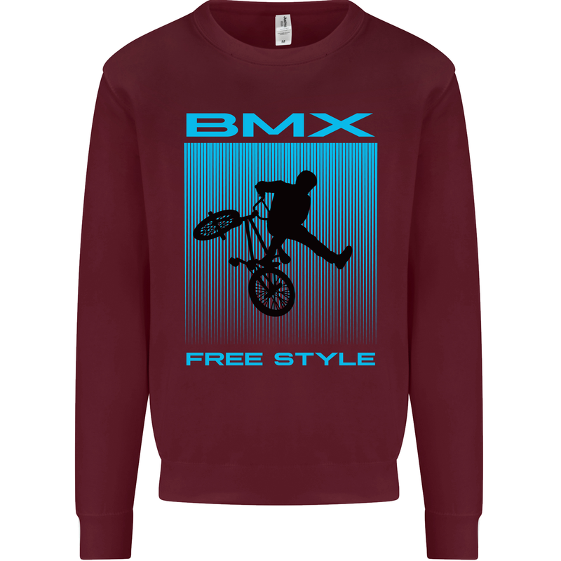 BMX Freestyle Cycling Bicycle Bike Kids Sweatshirt Jumper Maroon