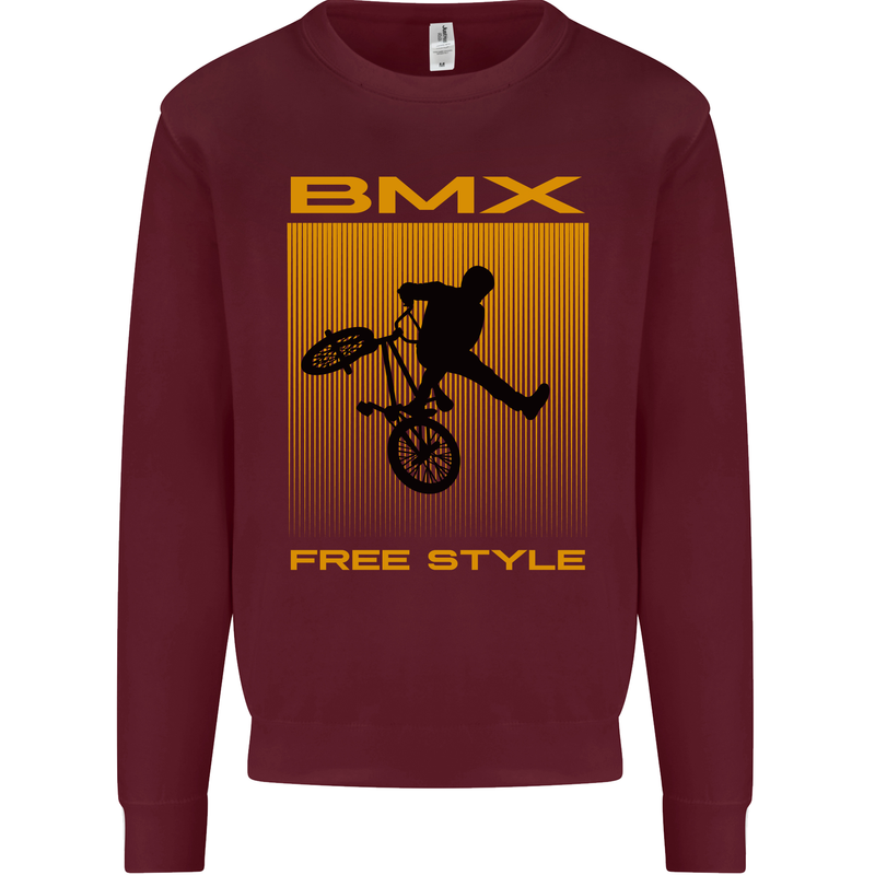 BMX Freestyle Cycling Bicycle Bike Kids Sweatshirt Jumper Maroon