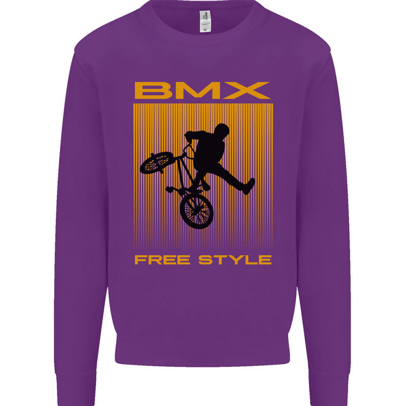 BMX Freestyle Cycling Bicycle Bike Kids Sweatshirt Jumper Purple