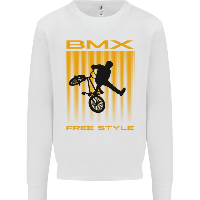 BMX Freestyle Cycling Bicycle Bike Kids Sweatshirt Jumper White