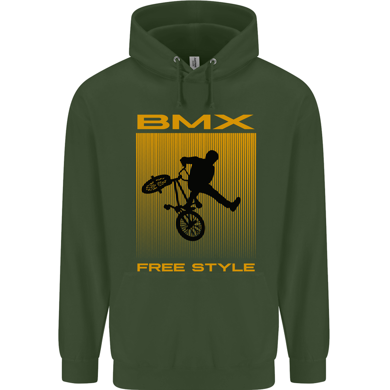 BMX Freestyle Cycling Bicycle Bike Mens 80% Cotton Hoodie Forest Green