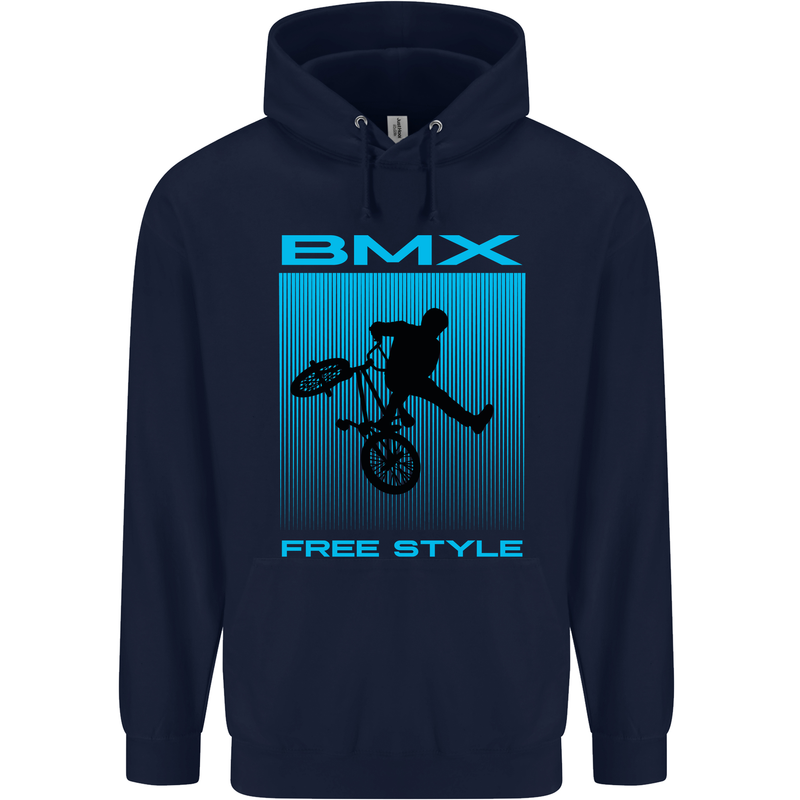 BMX Freestyle Cycling Bicycle Bike Mens 80% Cotton Hoodie Navy Blue
