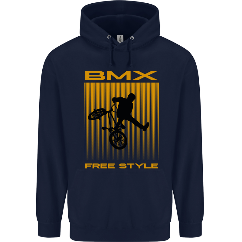 BMX Freestyle Cycling Bicycle Bike Mens 80% Cotton Hoodie Navy Blue
