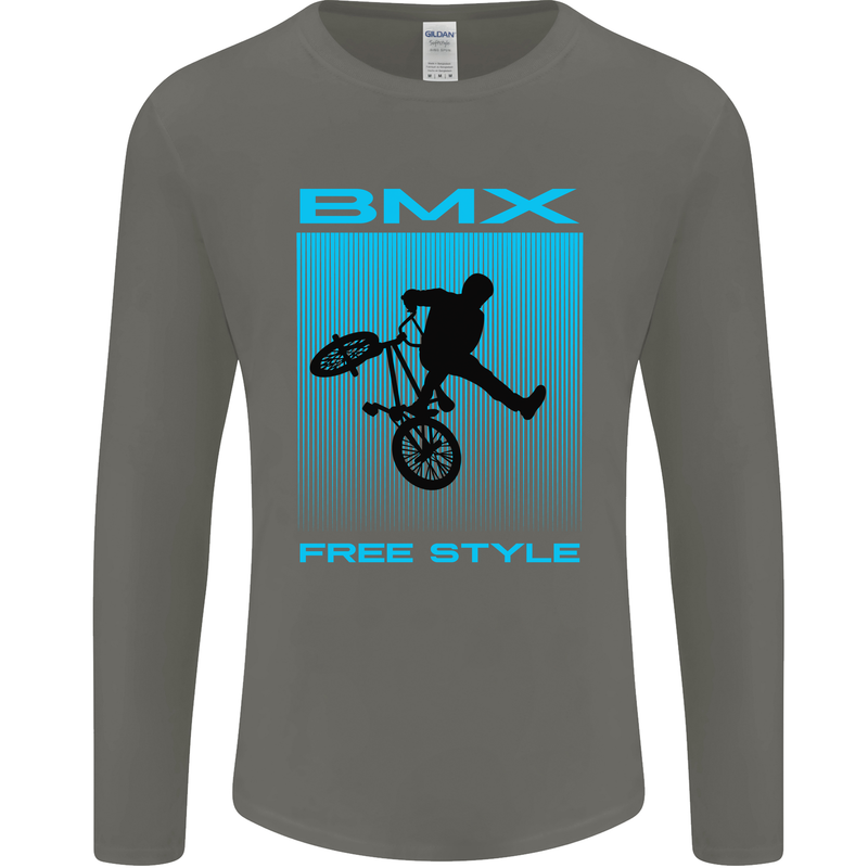 BMX Freestyle Cycling Bicycle Bike Mens Long Sleeve T-Shirt Charcoal