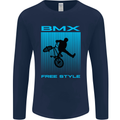 BMX Freestyle Cycling Bicycle Bike Mens Long Sleeve T-Shirt Navy Blue