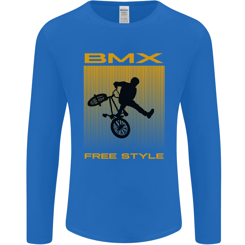 BMX Freestyle Cycling Bicycle Bike Mens Long Sleeve T-Shirt Royal Blue