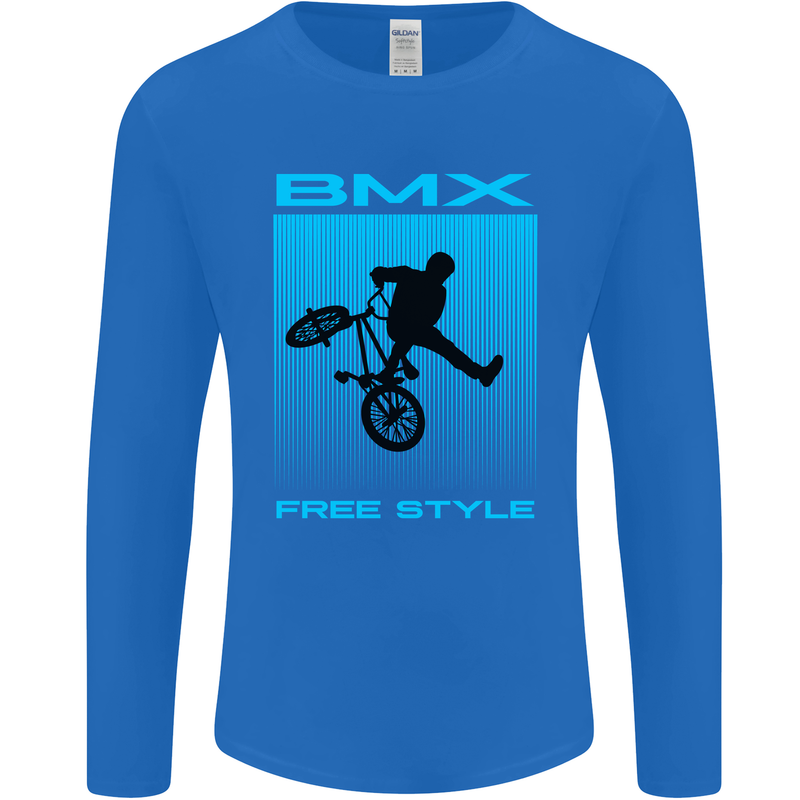 BMX Freestyle Cycling Bicycle Bike Mens Long Sleeve T-Shirt Royal Blue