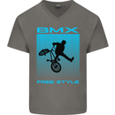 BMX Freestyle Cycling Bicycle Bike Mens V-Neck Cotton T-Shirt Charcoal