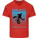 BMX Freestyle Cycling Bicycle Bike Mens V-Neck Cotton T-Shirt Red