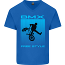 BMX Freestyle Cycling Bicycle Bike Mens V-Neck Cotton T-Shirt Royal Blue