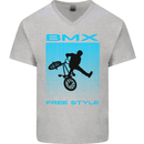 BMX Freestyle Cycling Bicycle Bike Mens V-Neck Cotton T-Shirt Sports Grey