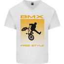 BMX Freestyle Cycling Bicycle Bike Mens V-Neck Cotton T-Shirt White