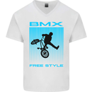 BMX Freestyle Cycling Bicycle Bike Mens V-Neck Cotton T-Shirt White