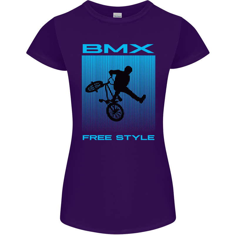 BMX Freestyle Cycling Bicycle Bike Womens Petite Cut T-Shirt Purple