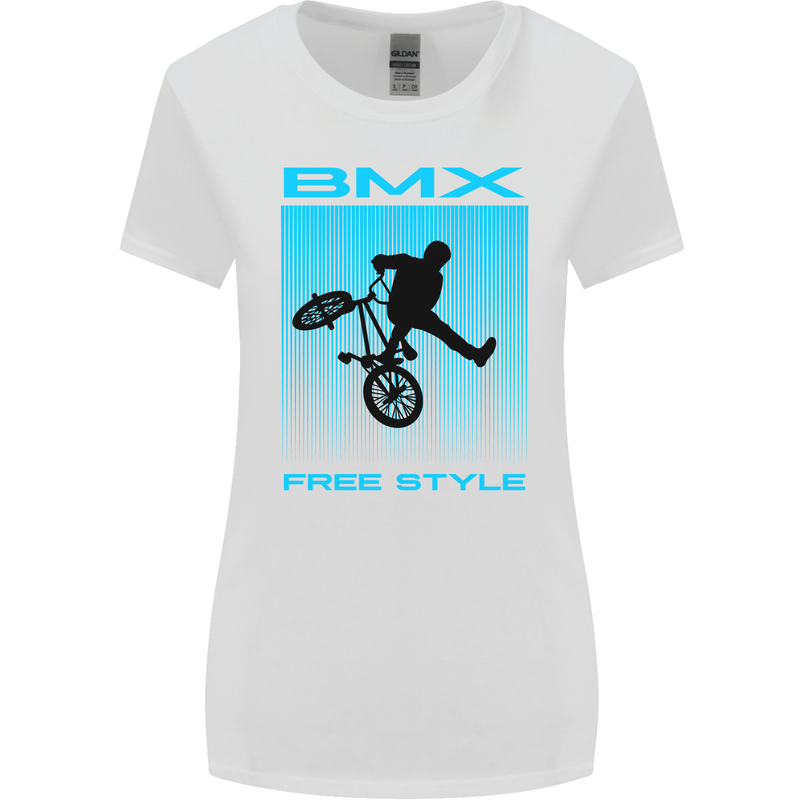 BMX Freestyle Cycling Bicycle Bike Womens Wider Cut T-Shirt White