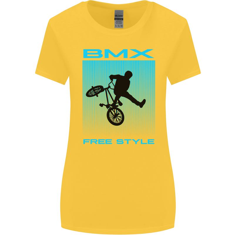 BMX Freestyle Cycling Bicycle Bike Womens Wider Cut T-Shirt Yellow