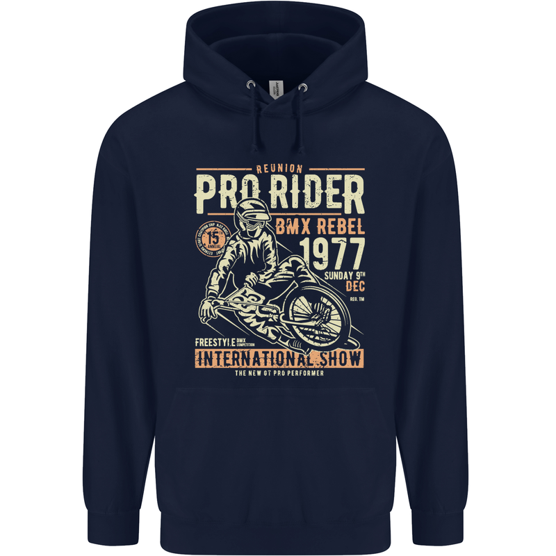 BMX Pro-Rider 1977 Cycling Bike Bicycle Childrens Kids Hoodie Navy Blue