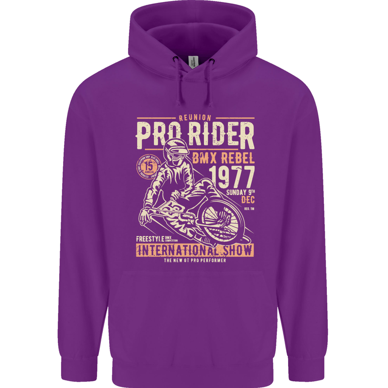 BMX Pro-Rider 1977 Cycling Bike Bicycle Childrens Kids Hoodie Purple