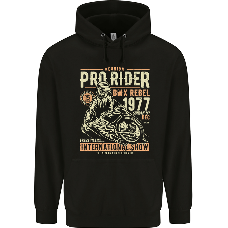 BMX Pro-Rider 1977 Cycling Bike Bicycle Mens 80% Cotton Hoodie Black