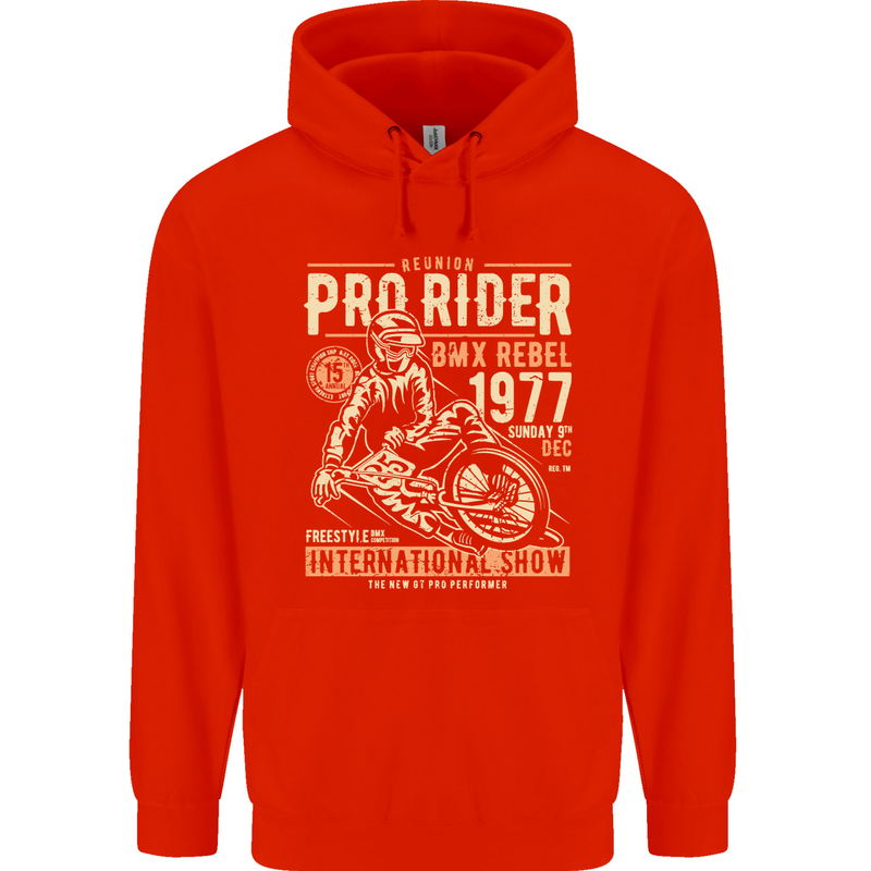 BMX Pro-Rider 1977 Cycling Bike Bicycle Mens 80% Cotton Hoodie Bright Red