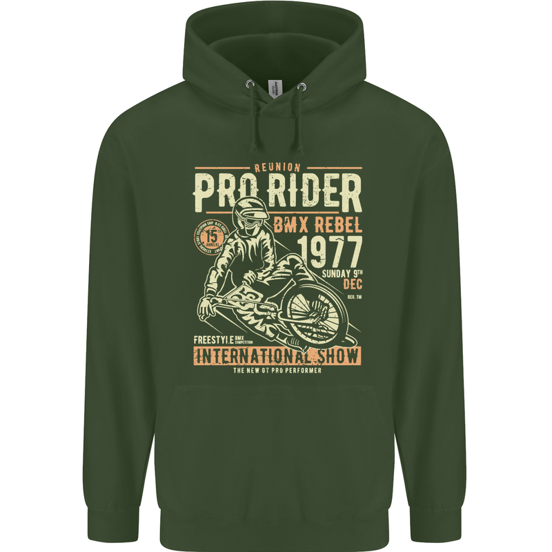BMX Pro-Rider 1977 Cycling Bike Bicycle Mens 80% Cotton Hoodie Forest Green
