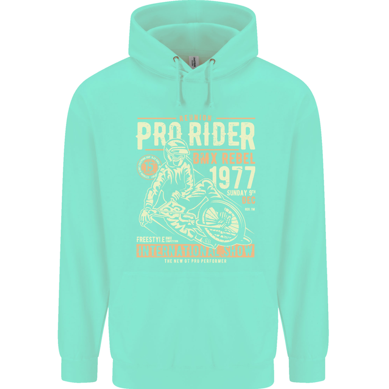 BMX Pro-Rider 1977 Cycling Bike Bicycle Mens 80% Cotton Hoodie Peppermint