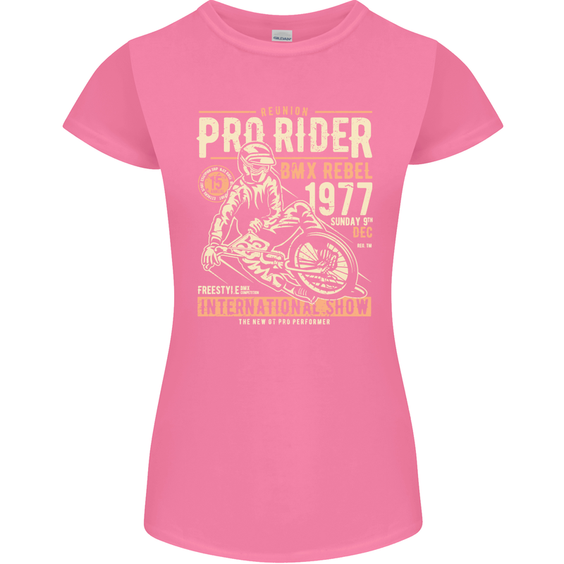 BMX Pro-Rider 1977 Cycling Bike Bicycle Womens Petite Cut T-Shirt Azalea