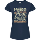 BMX Pro-Rider 1977 Cycling Bike Bicycle Womens Petite Cut T-Shirt Navy Blue