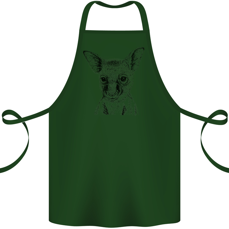 Baby Kangaroo Sketch Ecology Environment Cotton Apron 100% Organic Forest Green