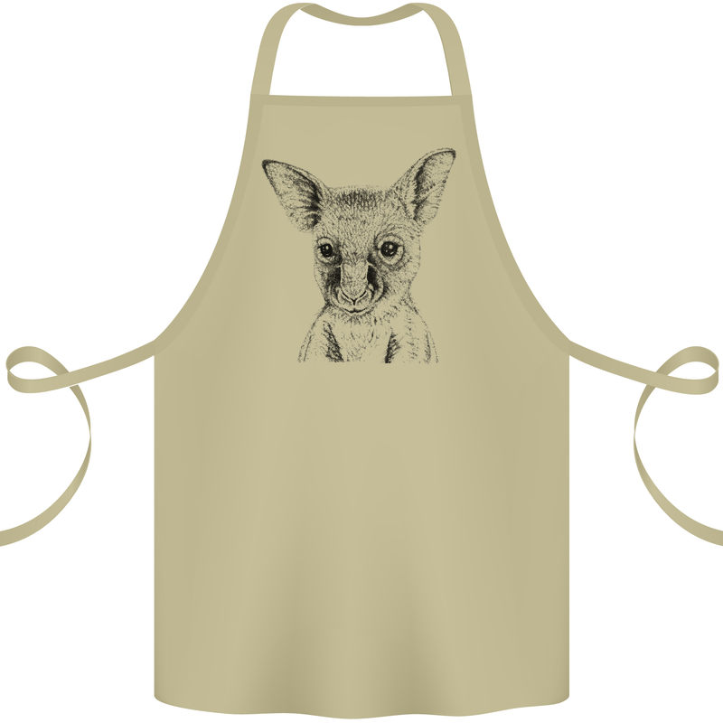 Baby Kangaroo Sketch Ecology Environment Cotton Apron 100% Organic Khaki