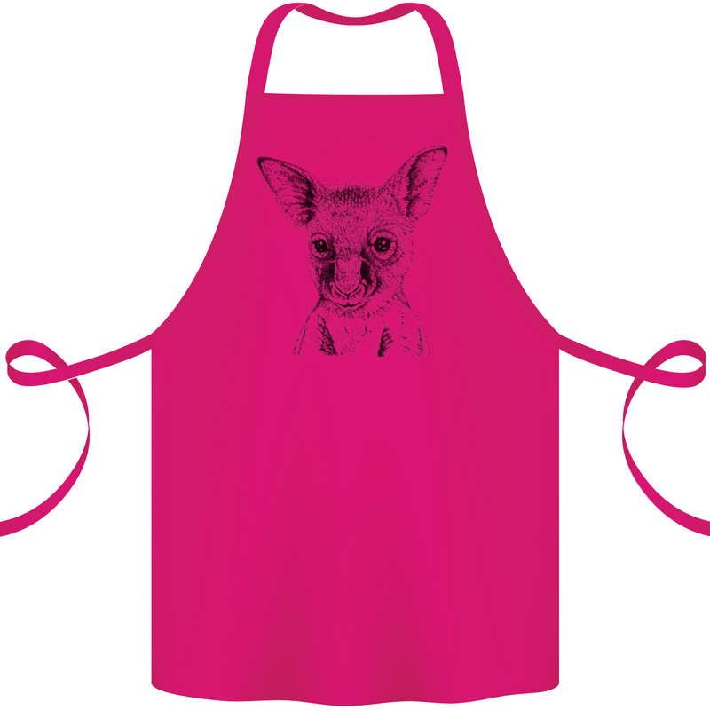 Baby Kangaroo Sketch Ecology Environment Cotton Apron 100% Organic Pink