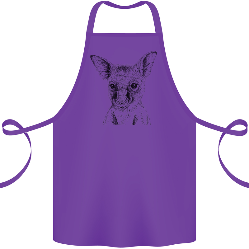 Baby Kangaroo Sketch Ecology Environment Cotton Apron 100% Organic Purple