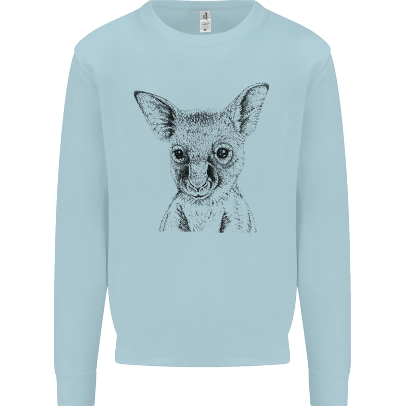 Baby Kangaroo Sketch Ecology Environment Kids Sweatshirt Jumper Light Blue