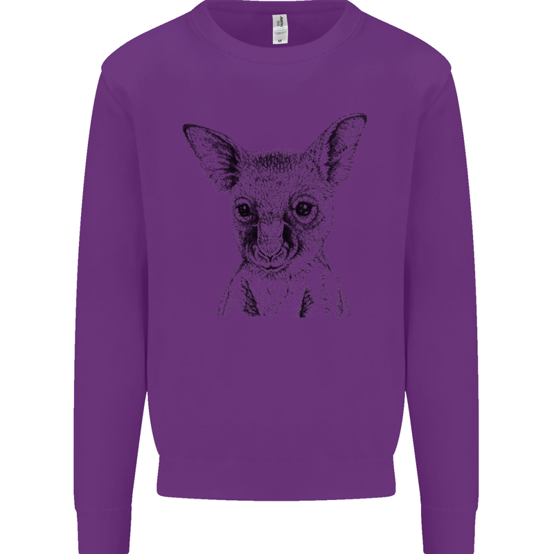 Baby Kangaroo Sketch Ecology Environment Kids Sweatshirt Jumper Purple