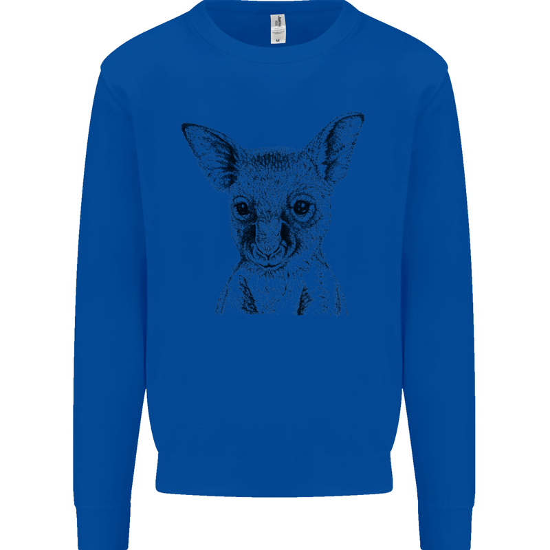 Baby Kangaroo Sketch Ecology Environment Kids Sweatshirt Jumper Royal Blue