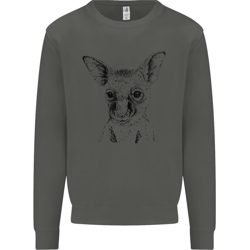 Baby Kangaroo Sketch Ecology Environment Kids Sweatshirt Jumper Storm Grey
