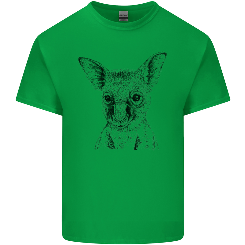Baby Kangaroo Sketch Ecology Environment Kids T-Shirt Childrens Irish Green
