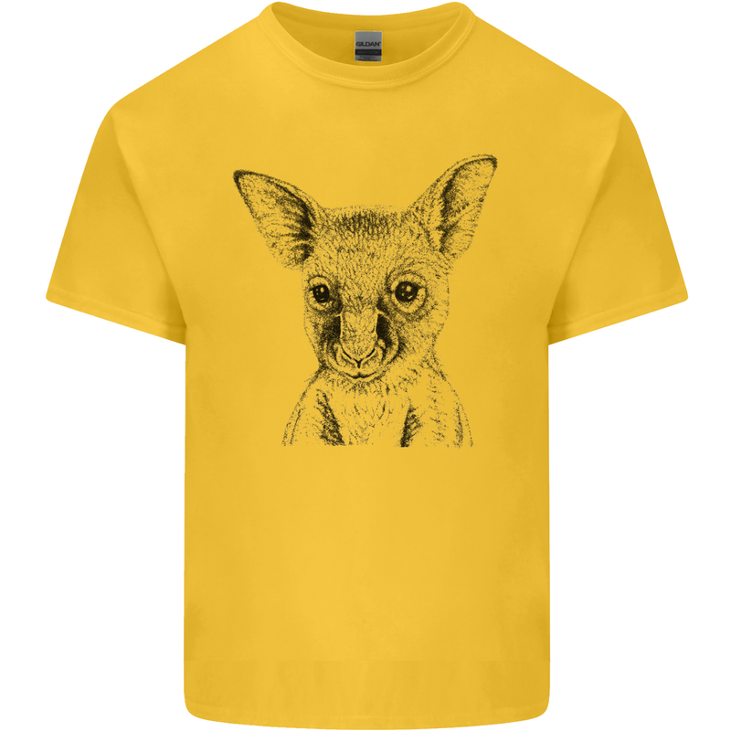 Baby Kangaroo Sketch Ecology Environment Kids T-Shirt Childrens Yellow