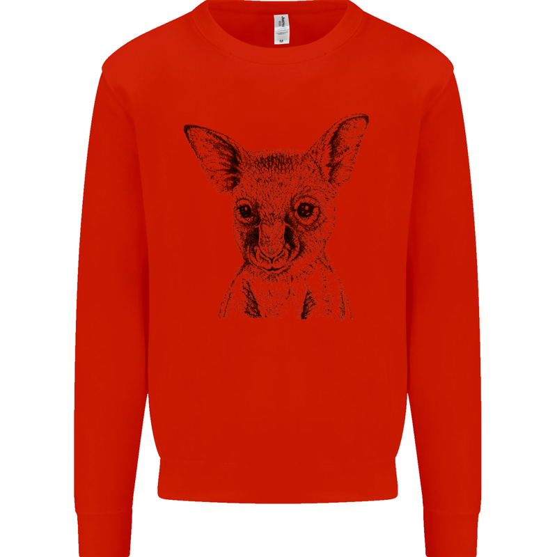 Baby Kangaroo Sketch Ecology Environment Mens Sweatshirt Jumper Bright Red