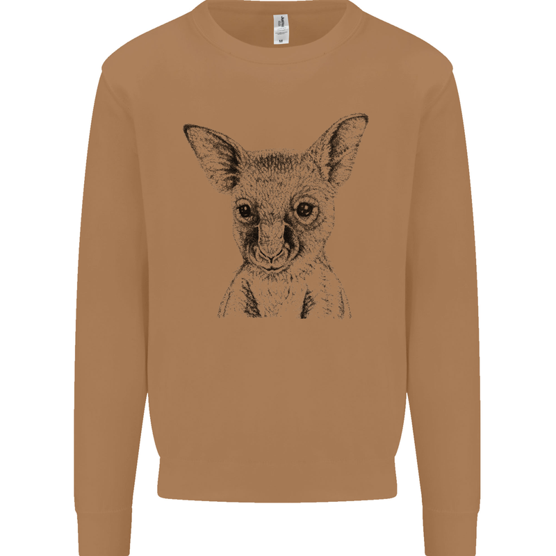 Baby Kangaroo Sketch Ecology Environment Mens Sweatshirt Jumper Caramel Latte