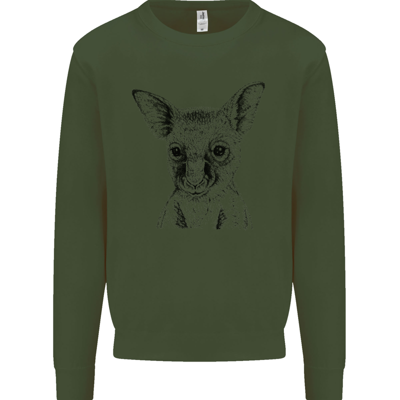 Baby Kangaroo Sketch Ecology Environment Mens Sweatshirt Jumper Forest Green
