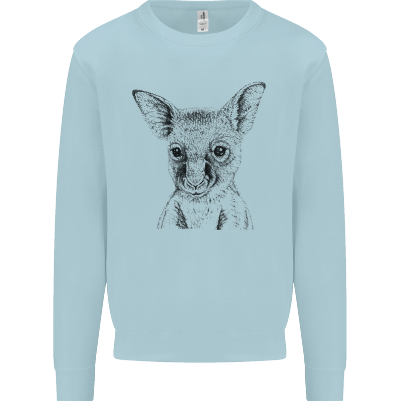 Baby Kangaroo Sketch Ecology Environment Mens Sweatshirt Jumper Light Blue