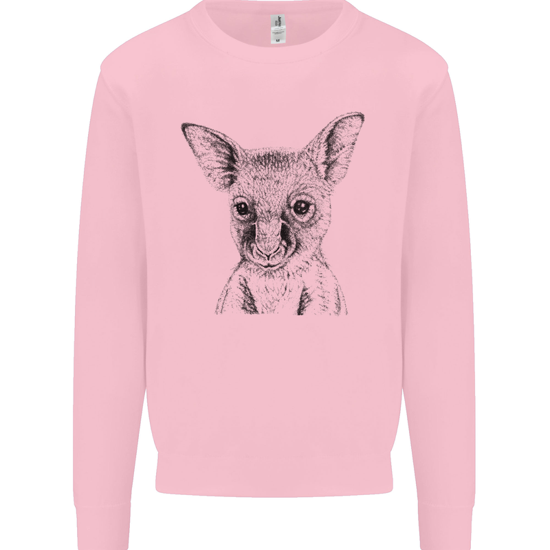 Baby Kangaroo Sketch Ecology Environment Mens Sweatshirt Jumper Light Pink